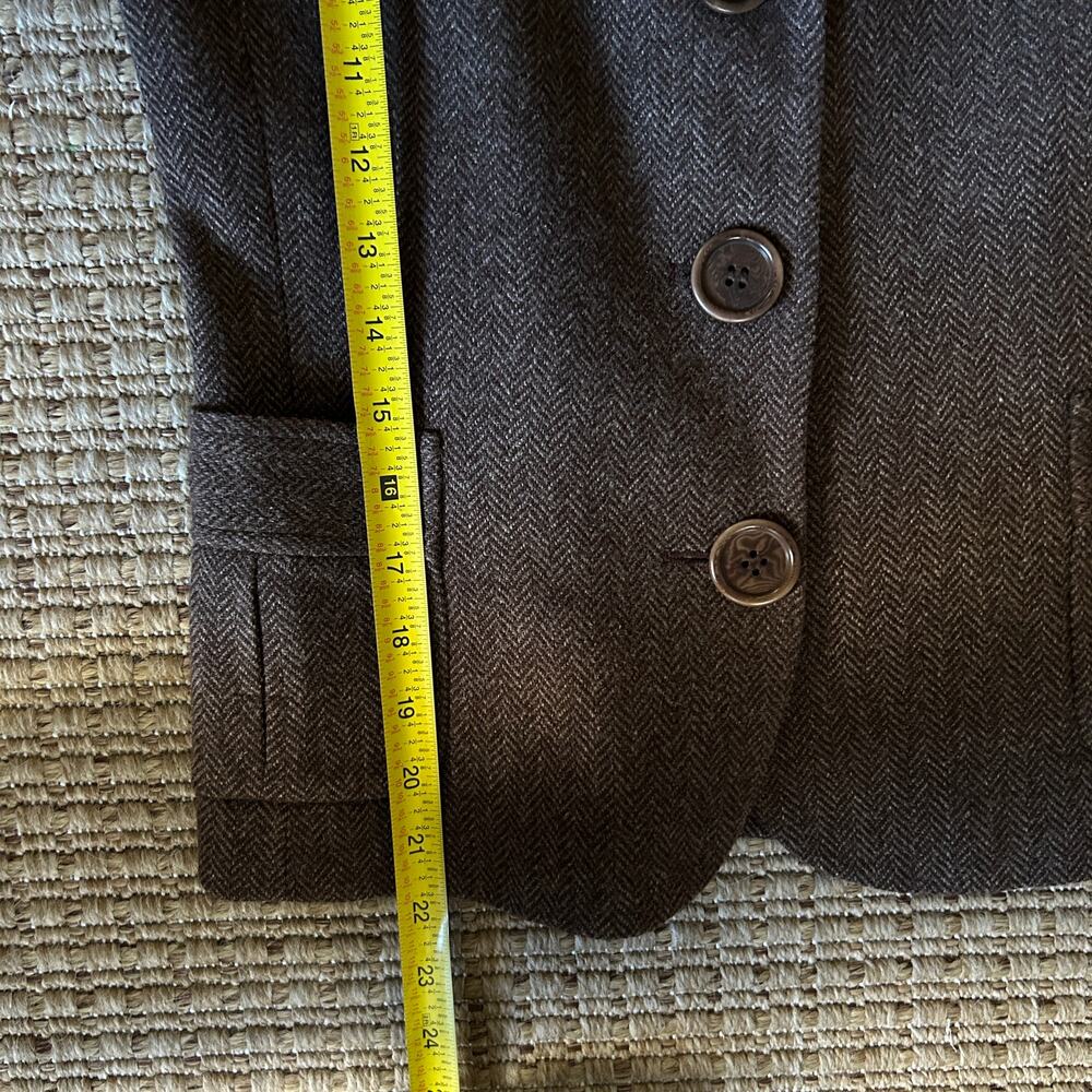 Vintage 90s Max Studio Special Edition Brown Herringbone Wool Blazer Small - Picture 7 of 12